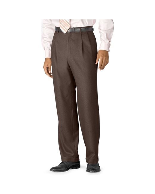 Lauren by Ralph Lauren Brown 100% Wool Double-reverse Pleated Dress Pants for men