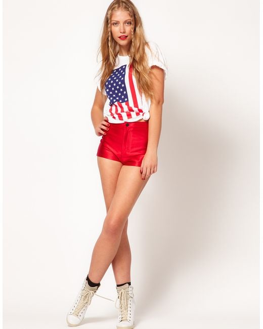 American Apparel Red American Apparel Disco Shorts