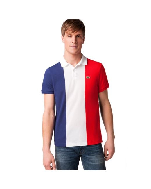 Lacoste Multicolor France Flag Pique Polo Shirt for men