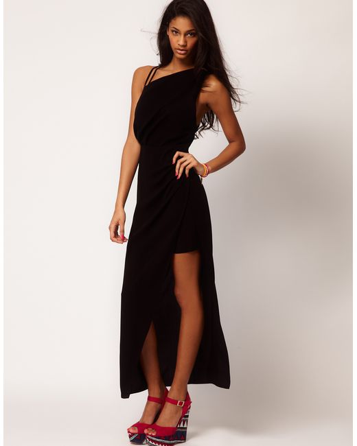 ASOS Collection Asos Mini Dress with Maxi Overlay in Black | Lyst