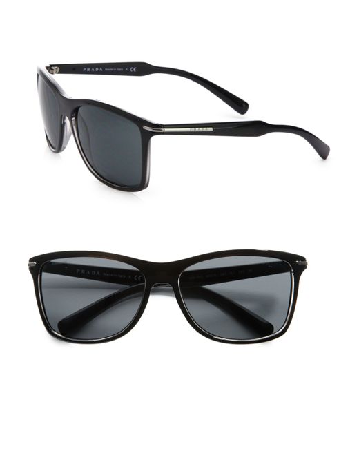 Prada Arrow Wayfarer Sunglasses in Black for Men | Lyst