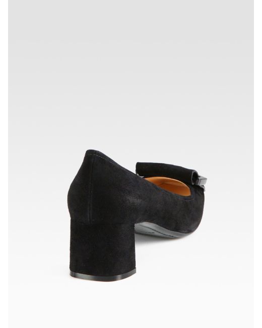 prada suede block heel