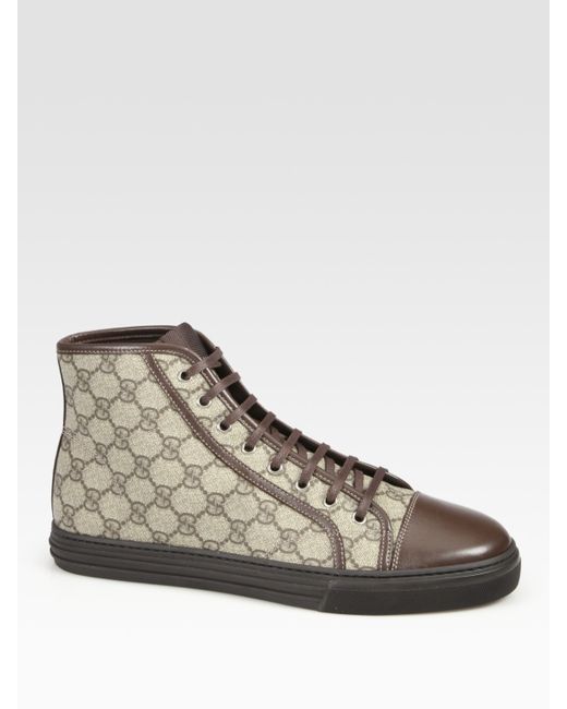 Gucci California High-Top Lace-Up Sneakers in Brown for Men | Lyst