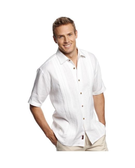 Tommy Bahama White in Line Linen Shirt for men