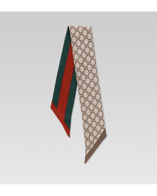 Gucci Brown GG Pattern Reversible Headband with Web Detail