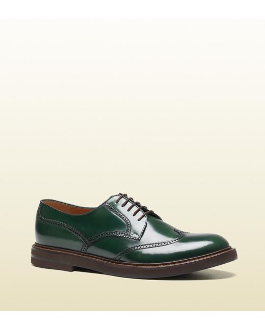 Gucci Green Laceup Brogue Shoe for men