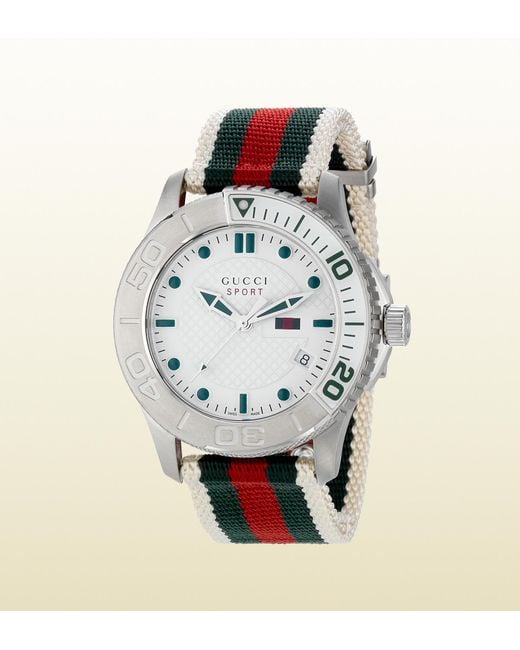 Gucci G timeless Sport Extra Large Stainless Steel And Web Watch in Green for Men Lyst