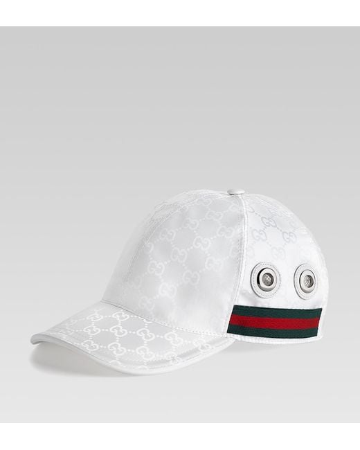 Gucci White Baseball Hat with Grommets and Adjustable Hookandloop Closure for men