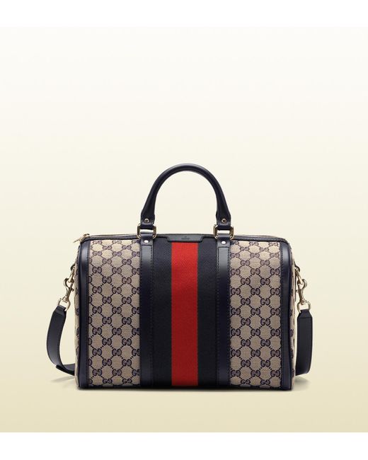 Gucci Vintage Web Original Gg Canvas Boston Bag in Blue Lyst