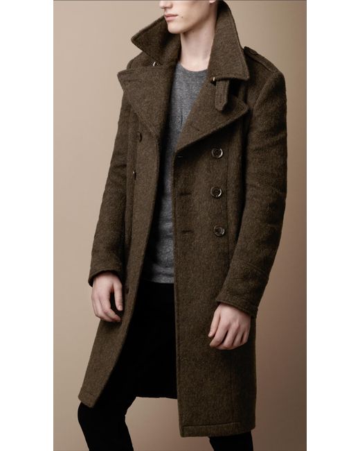 Burberry Brit Green Wool Blend Military Greatcoat for men
