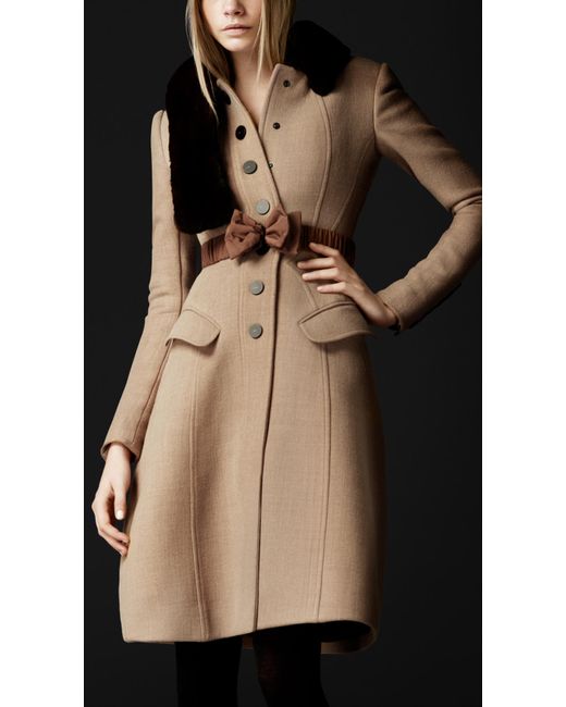 Burberry Prorsum Natural Crêpe Wool Tailored Coat