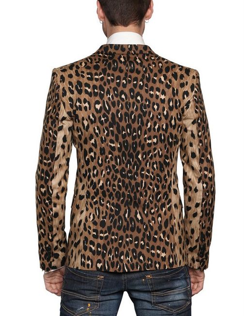 DSquared² Calfskin Leopard Print Tuxedo Jacket for Men | Lyst