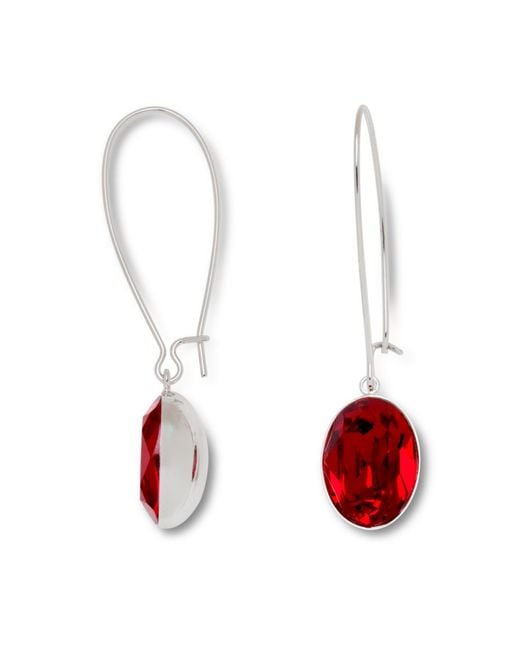 Swarovski Silver Tone Red Crystal Drop Earrings | Lyst