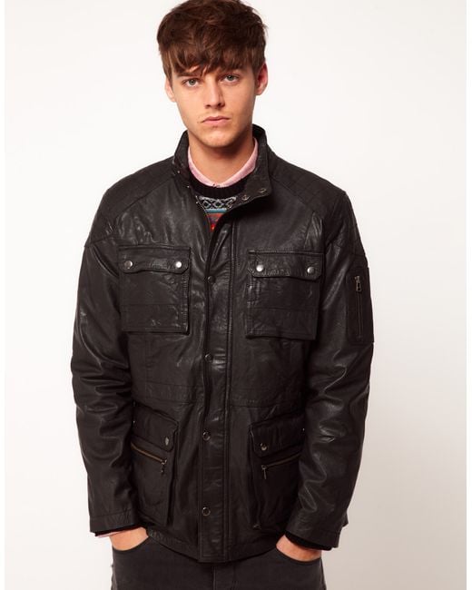 ASOS Leather Jacket with 4 Pocket Styling in Black for Men | Lyst