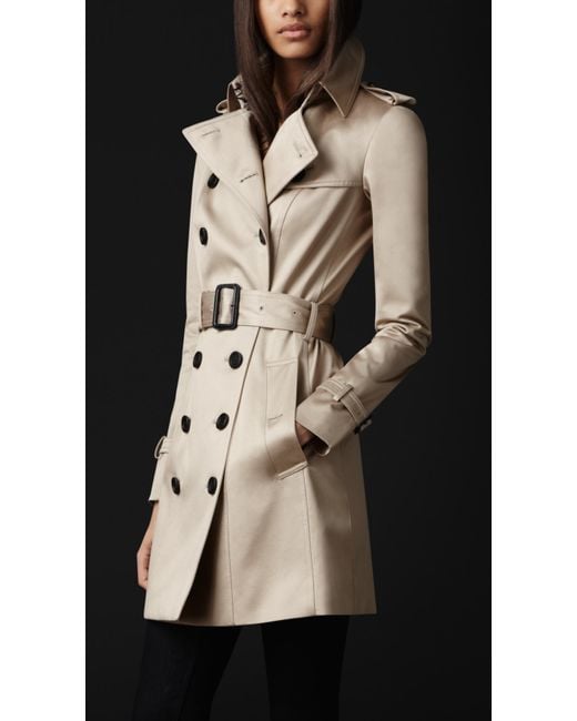 Burberry Prorsum Cotton Sateen Trench Coat in Natural | Lyst UK