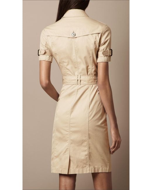 Burberry Brit Cotton Gabardine Trench Dress in Natural | Lyst