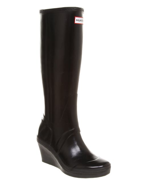 HUNTER Melrose Tall Wedge Welly Black 