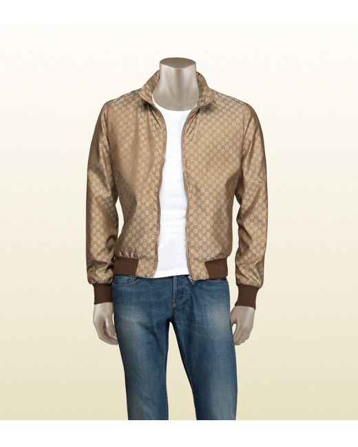 Gucci Brown Gg Pattern Nylon Jacket for men