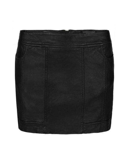 AllSaints Black Leather Biker Mini Skirt