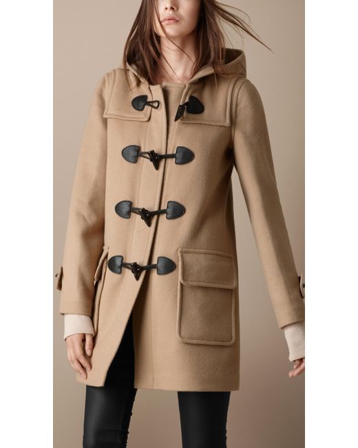 Burberry Brit Check Lined Duffle Coat in Natural | Lyst UK