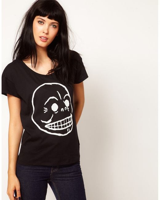 Cheap Monday Skull T-shirt in Black | Lyst Canada
