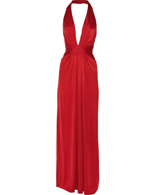 Issa Red Silk-jersey Halterneck Dress