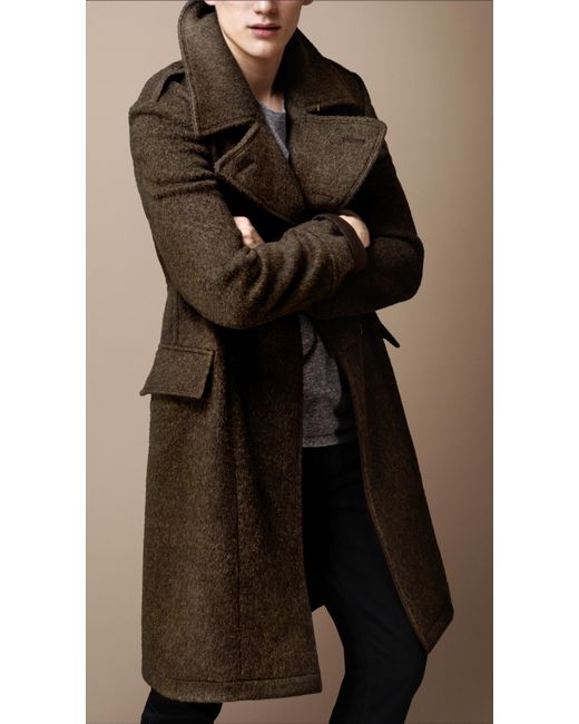 Burberry Brit Wool Blend Military Greatcoat in Green for Men | Lyst
