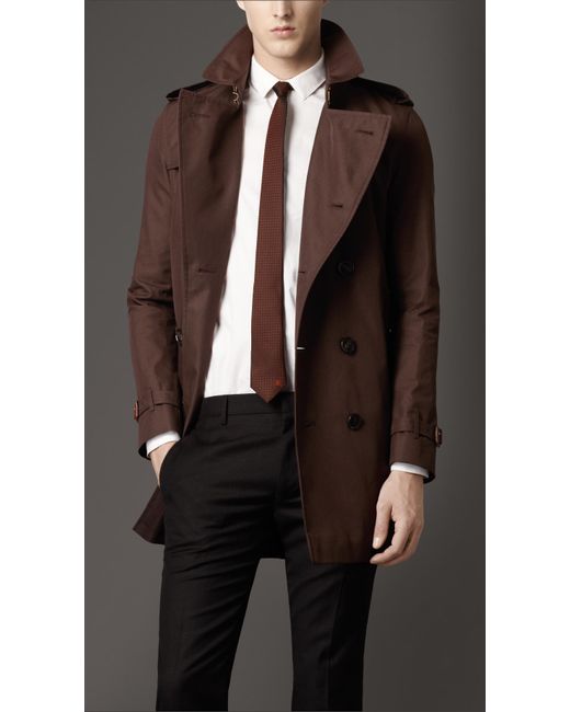Burberry Midlength Cotton Gabardine Trench Coat in Brown for Men | Lyst UK