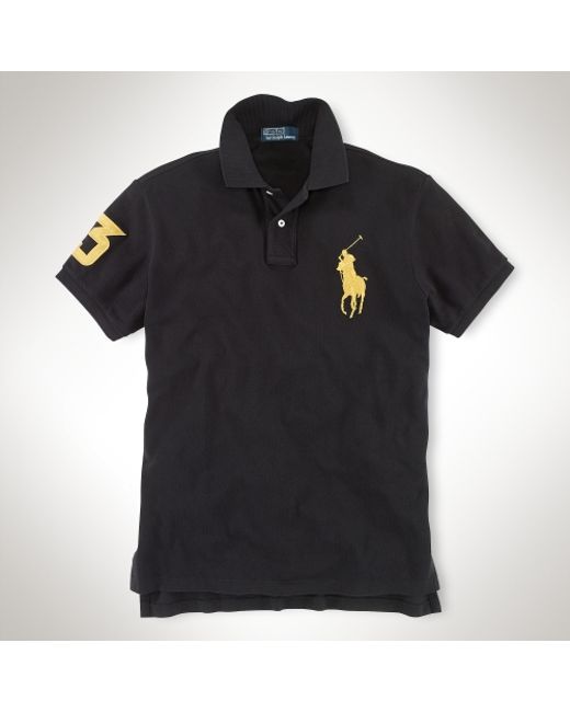 Polo Ralph Lauren Customfit Big Pony Polo in Black for Men | Lyst