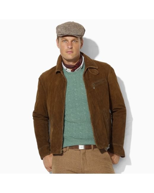 Polo Ralph Lauren Suede Newsboy Jacket in Brown for Men | Lyst