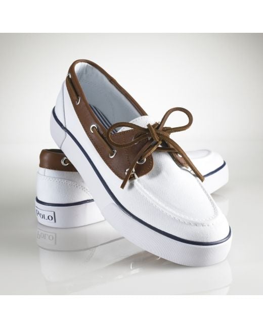 Polo Ralph Lauren Rylander Canvas Boat Shoe in White for Men | Lyst