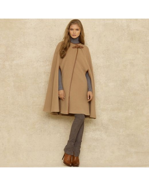 Ralph Lauren Blue Label Thaden Camel Hair Cape in Natural | Lyst