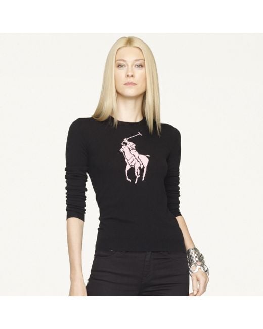 Ralph Lauren Black Cashmere Big Pony Sweater