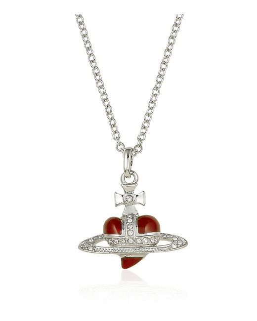 Vivienne Westwood Diamante Heart Necklace in Metallic | Lyst UK