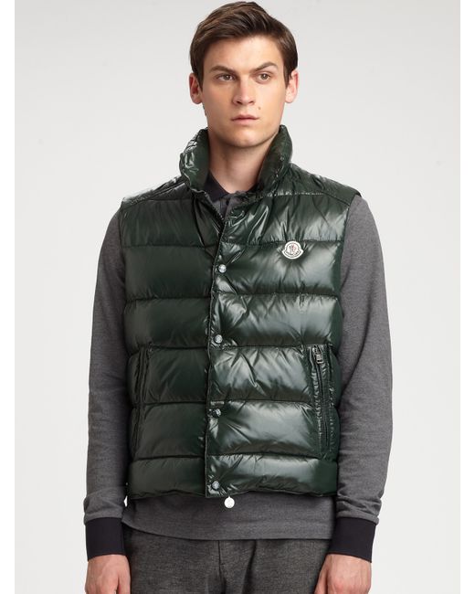 Moncler Tib Down Vest in Green for Men | Lyst