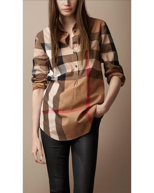 Burberry Brit Check Cotton Tunic in Brown | Lyst