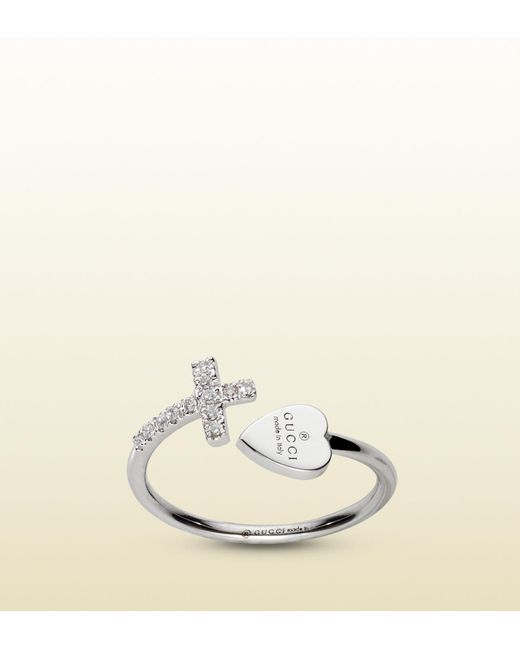 Gucci Metallic Ring With Cross And Trademark Engraved Heart