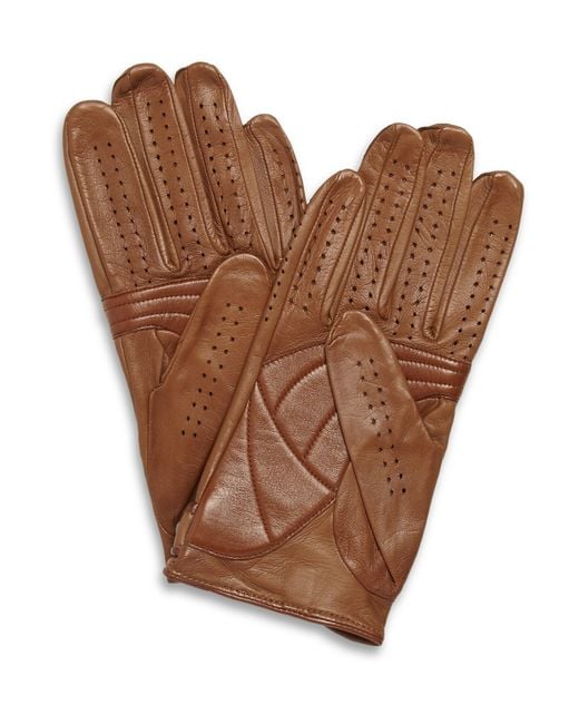 Dunhill Brown Perforated Leather Driving Gloves for men