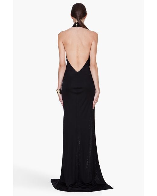 Balmain Long Black Backless Side Slit Dress