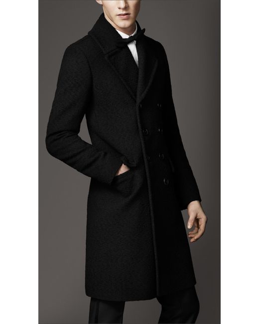 Burberry Black Bouclé Wool Evening Overcoat for men