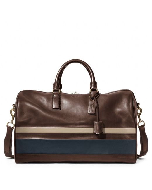 COACH Brown Bleecker Debossed Stripe Duffle for men