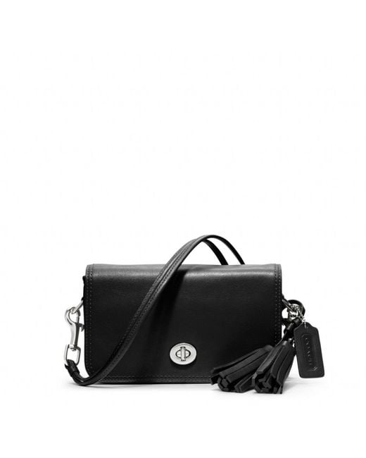 COACH Legacy Leather Penny Shoulder Purse in Black | Lyst