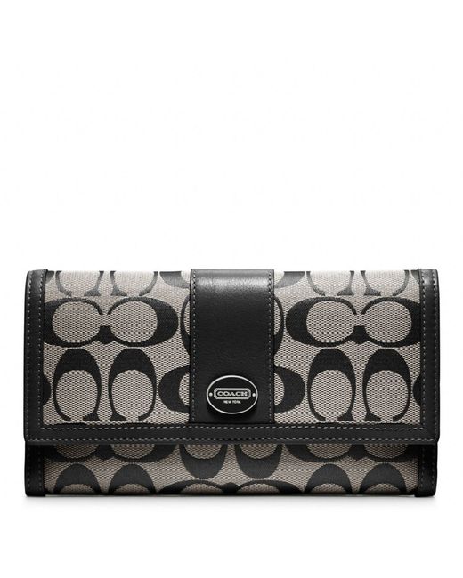 COACH Legacy Signature Checkbook Wallet in Gray | Lyst