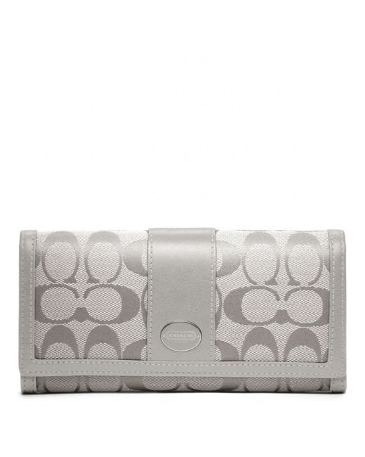 小物 Coach Legacy Signature Slim Long Wallet COACH Legacy Signature Slim Envelope in Gray | Lyst