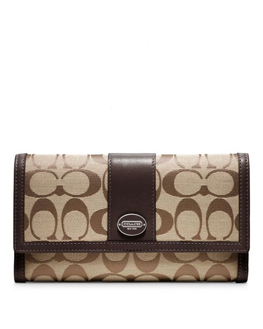COACH Brown Legacy Signature Checkbook Wallet