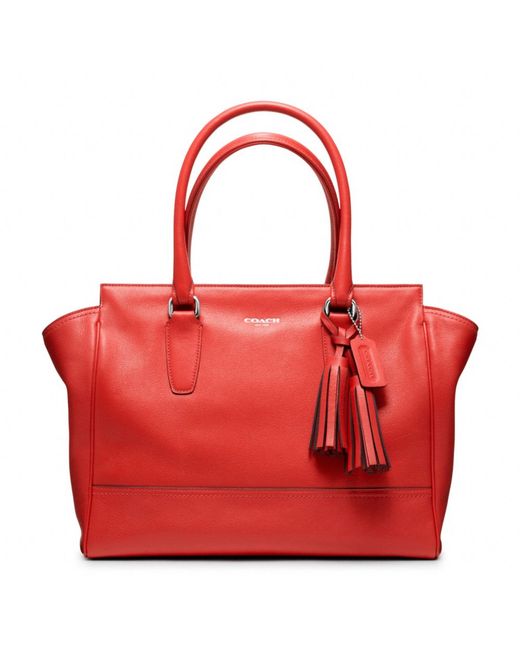 COACH Red Legacy Leather Medium Candace Carryall