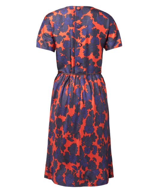 Marc By Marc Jacobs Red and Blue Floral Print Silk Dress Lyst UK