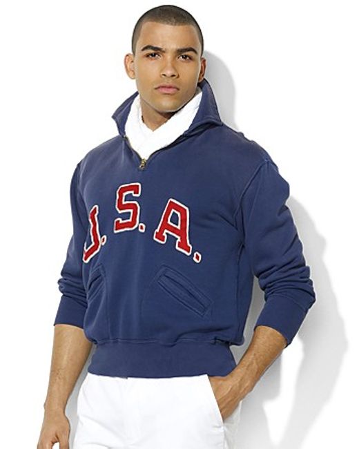 Ralph Lauren Team Usa Olympic Halfzip Fleece Pullover in Blue for Men | Lyst