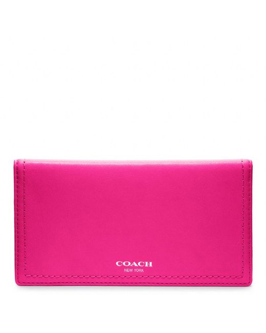 COACH Pink Legacy Leather Checkbook Cover