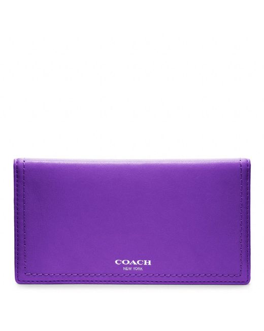 COACH Purple Legacy Leather Checkbook Cover